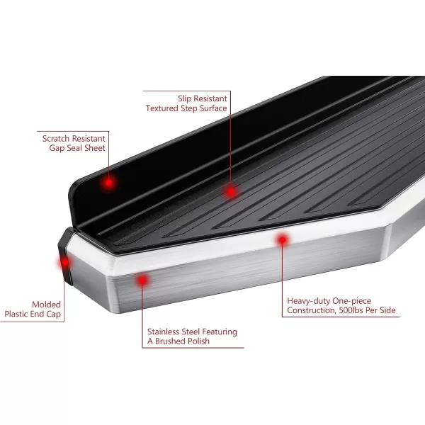 imageAPS Running Boards Nerf Bars Side Steps Step Bars Compatible with Dodge Ram 1500 20092018 Quad Cab Silver Running Board StylePolished
