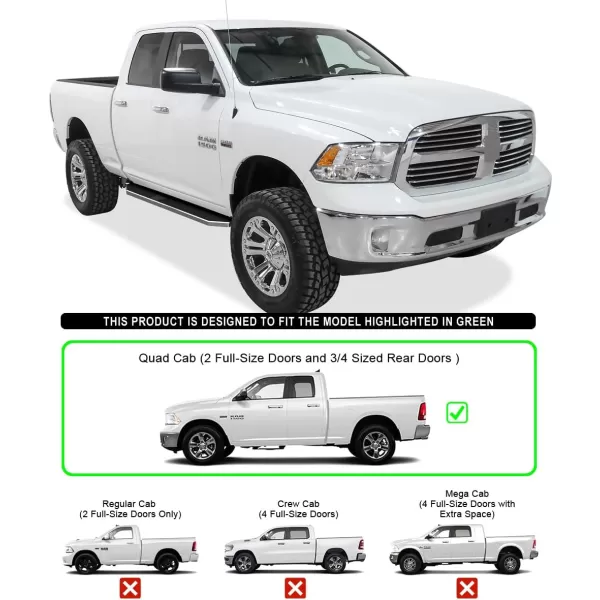 imageAPS Running Boards Nerf Bars Side Steps Step Bars Compatible with Dodge Ram 1500 20092018 Quad Cab Silver Running Board StylePolished