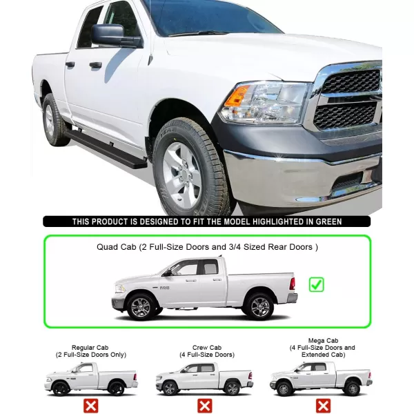 imageAPS Running Boards Nerf Bars Side Steps Step Bars Compatible with Dodge Ram 1500 20092018 Quad Cab Silver Running Board StyleStainless Steel Black