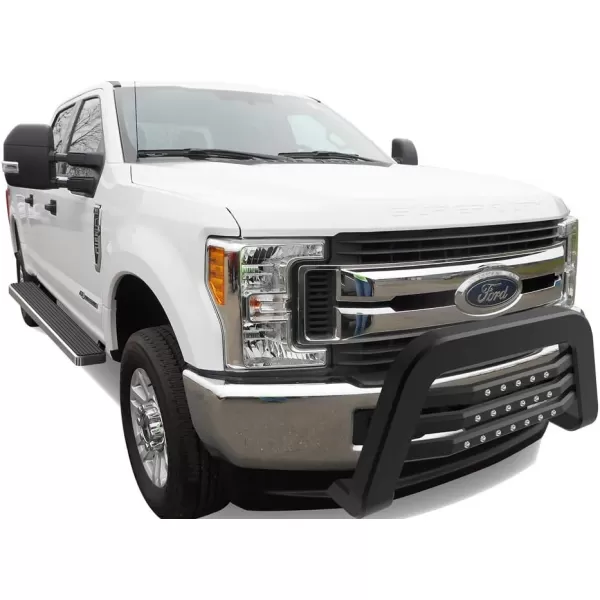 imageAPS Unique Rivet Bull Bar Compatible with 20172018 Super Duty  Front Bar  Bull Bar  Front Brush Bumper  Grille Guard  Black