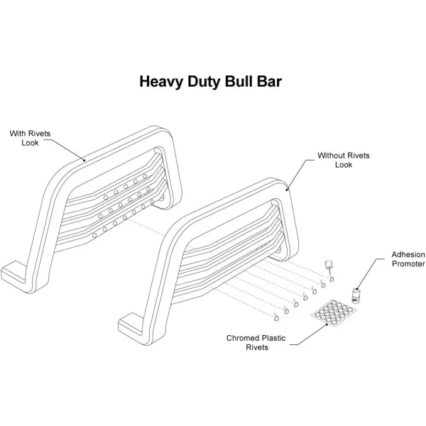 imageAPS Unique Rivet Bull Bar Compatible with 20172018 Super Duty  Front Bar  Bull Bar  Front Brush Bumper  Grille Guard  Black