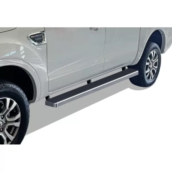 imageAPS Black Powder Coated 6 inches Running Boards Nerf Bars Side Steps Compatible with Ford Ranger 20192023 SuperCrew Cab 4DoorAluminum Silver