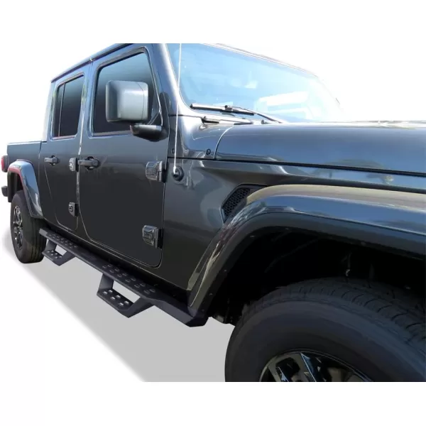 imageAPS Black Overland Slider Tubular Drop Steps Style Nerf Bars Running Boards Compatible with Jeep Gladiator 20202024 Crew Cab