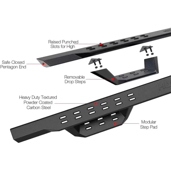 imageAPS Black Overland Slider Tubular Drop Steps Style Nerf Bars Running Boards Compatible with Jeep Gladiator 20202024 Crew Cab