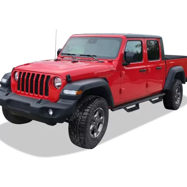 imageAPS Black Overland Slider Tubular Drop Steps Style Nerf Bars Running Boards Compatible with Jeep Gladiator 20202024 Crew Cab