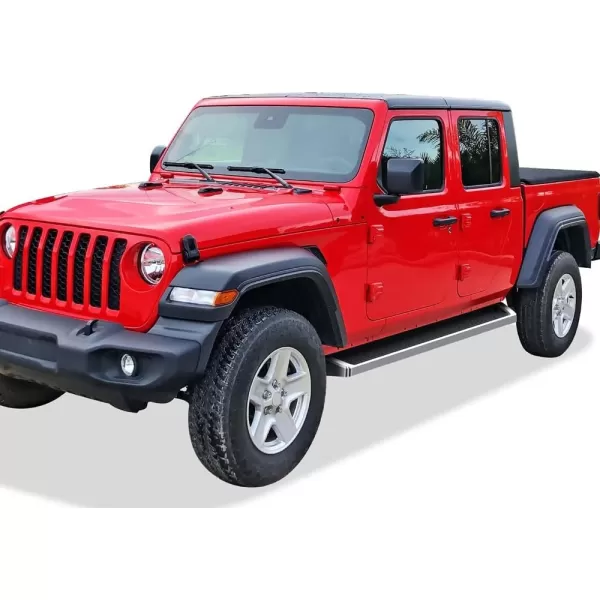 imageAPS Black Running Boards Style Compatible with Jeep Gladiator 20202024 Crew Cab Side Steps Side Bars 6in WideAluminum Silver
