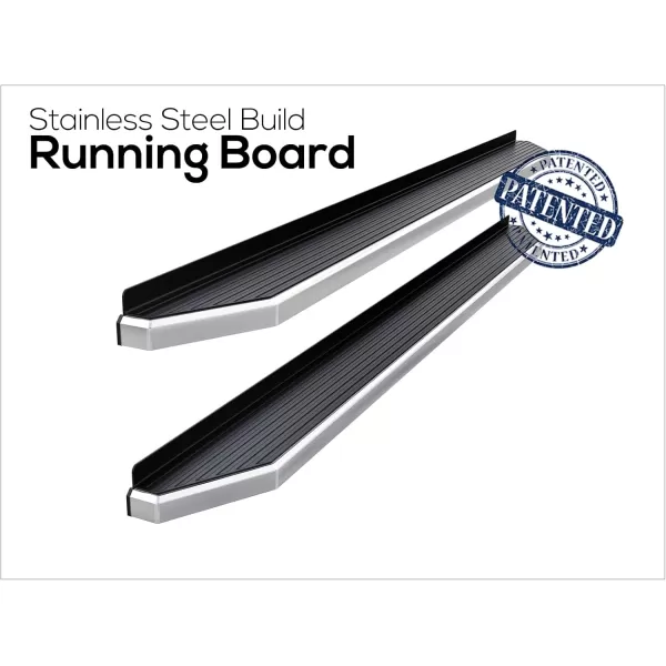 imageAPS Black Running Boards Style Compatible with Jeep Gladiator 20202024 Crew Cab Side Steps Side Bars 6in WidePolished