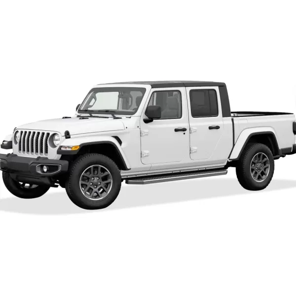 imageAPS Black Running Boards Style Compatible with Jeep Gladiator 20202024 Crew Cab Side Steps Side Bars 6in WidePolished