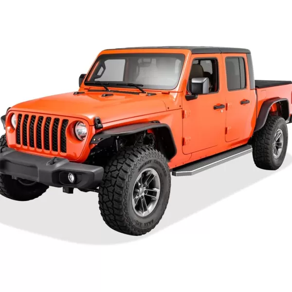 imageAPS Black Running Boards Style Compatible with Jeep Gladiator 20202024 Crew Cab Side Steps Side Bars 6in WidePolished