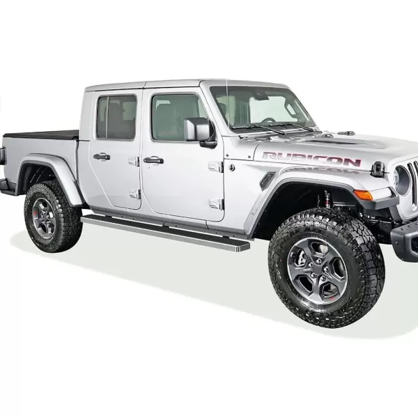 imageAPS Black Running Boards Style Compatible with Jeep Gladiator 20202024 Crew Cab Side Steps Side Bars 6in WideSilver