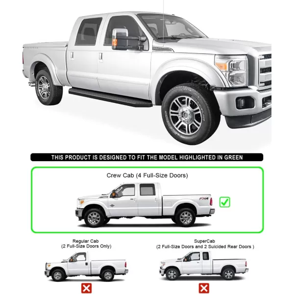 imageAPS Running Boards 5 inches Compatible with Ford F250 F350 Super Duty 19992016 Crew Cab Stainless Steel Nerf Bars Side Steps Side BarsAluminum Black