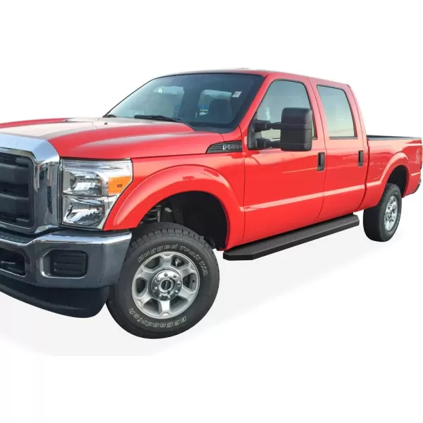 imageAPS Running Boards 5 inches Compatible with Ford F250 F350 Super Duty 19992016 Crew Cab Stainless Steel Nerf Bars Side Steps Side BarsAluminum Black