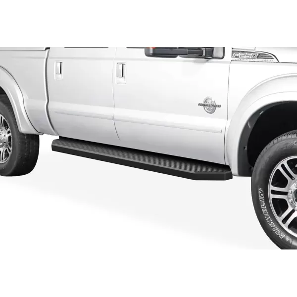 imageAPS Running Boards 5 inches Compatible with Ford F250 F350 Super Duty 19992016 Crew Cab Stainless Steel Nerf Bars Side Steps Side BarsAluminum Black