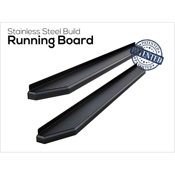 imageAPS Running Boards 5 inches Compatible with Ford F250 F350 Super Duty 19992016 Crew Cab Stainless Steel Nerf Bars Side Steps Side BarsAluminum Black