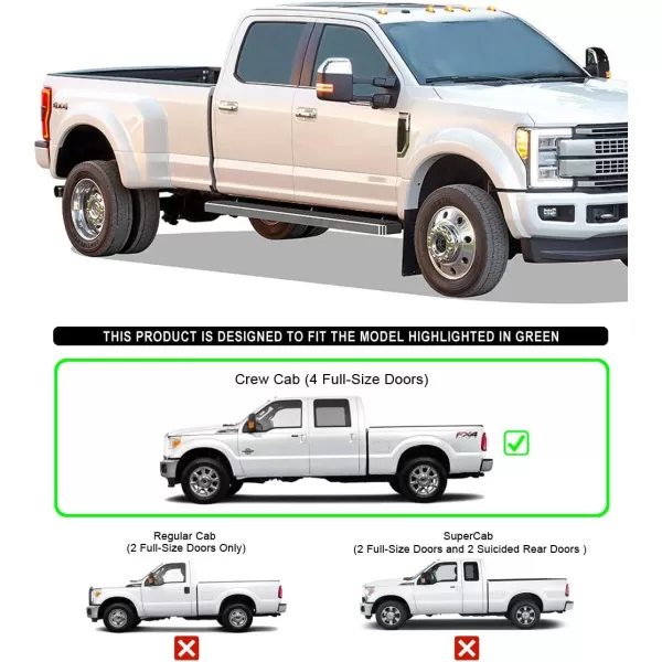 imageAPS Running Boards 5 inches Compatible with Ford F250 F350 Super Duty 19992016 Crew Cab Stainless Steel Nerf Bars Side Steps Side BarsAluminum Silver
