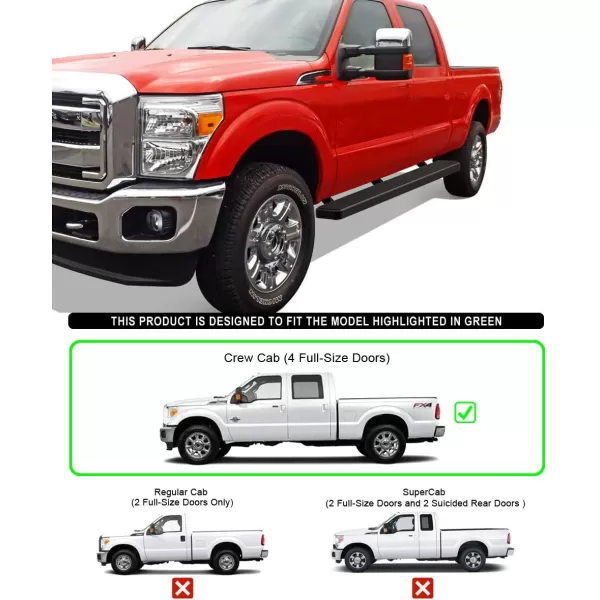 imageAPS Running Boards 5 inches Compatible with Ford F250 F350 Super Duty 19992016 Crew Cab Stainless Steel Nerf Bars Side Steps Side BarsBlack