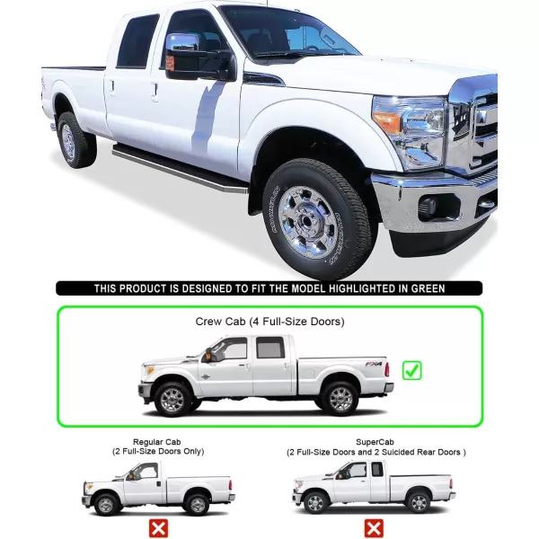 imageAPS Running Boards 5 inches Compatible with Ford F250 F350 Super Duty 19992016 Crew Cab Stainless Steel Nerf Bars Side Steps Side BarsPolished