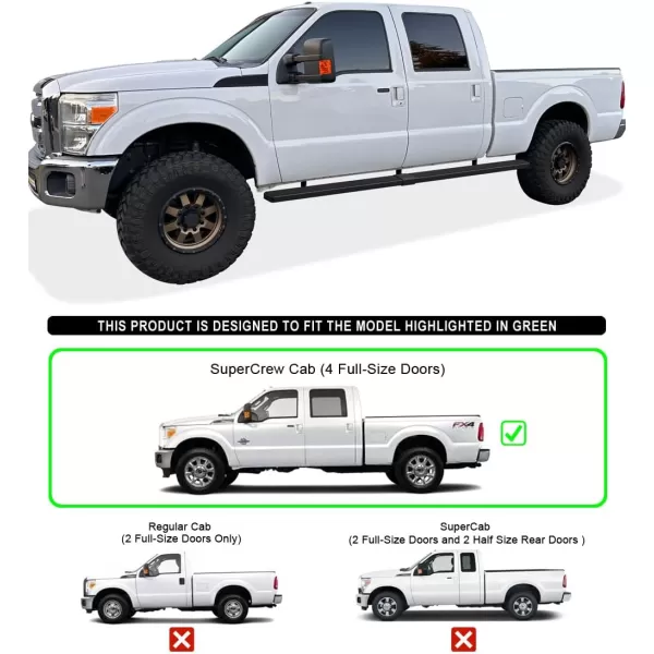 imageAPS Running Boards 5 inches Compatible with Ford F250 F350 Super Duty 19992016 Crew Cab Stainless Steel Nerf Bars Side Steps Side BarsStainless Steel Black