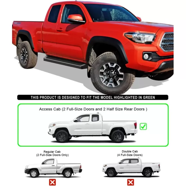 imageAPS Running Boards 6in Black Compatible with Tacoma Extended Access Cab 0523