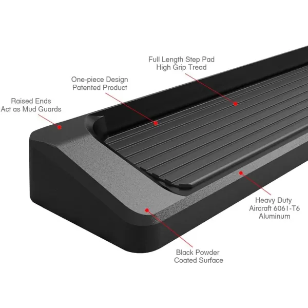 imageAPS Running Boards 6in Black Compatible with Tacoma Extended Access Cab 0523