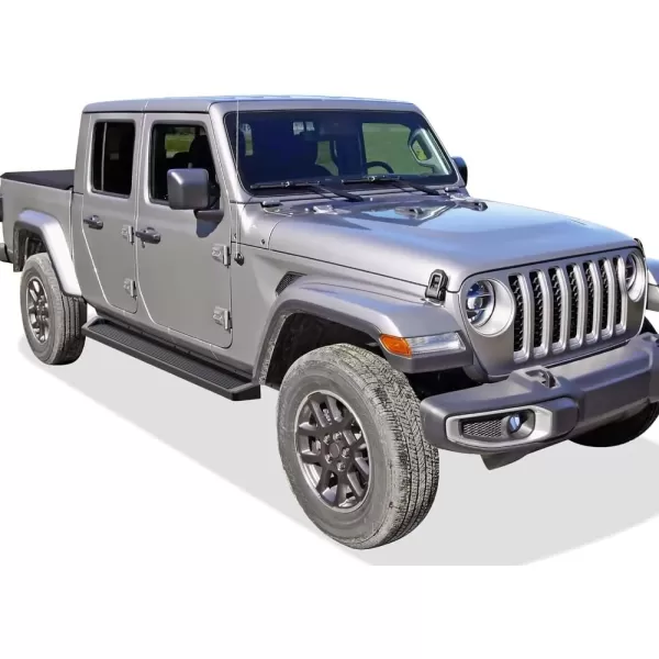 imageAPS Running Boards Nerf Bars Side Steps Step Bars Compatible with Jeep Gladiator 20202024 Crew Cab Stainless Steel Black Powder Coated 5 inchesAluminum Black