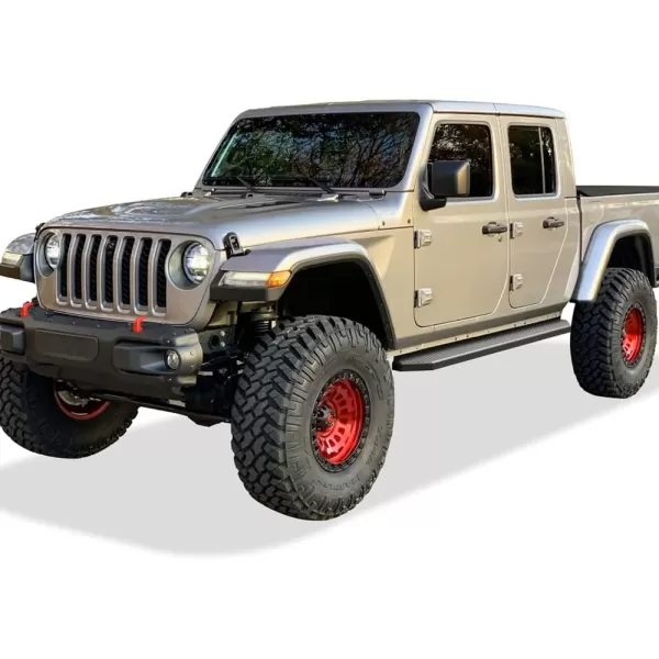 imageAPS Running Boards Nerf Bars Side Steps Step Bars Compatible with Jeep Gladiator 20202024 Crew Cab Stainless Steel Black Powder Coated 5 inchesAluminum Black