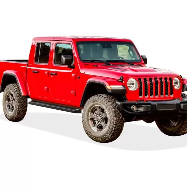 imageAPS Running Boards Nerf Bars Side Steps Step Bars Compatible with Jeep Gladiator 20202024 Crew Cab Stainless Steel Black Powder Coated 5 inchesAluminum Black