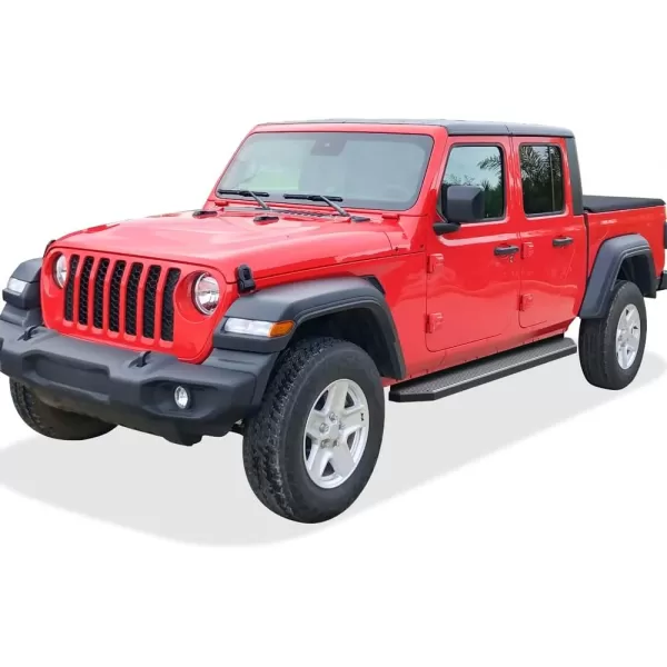 imageAPS Running Boards Nerf Bars Side Steps Step Bars Compatible with Jeep Gladiator 20202024 Crew Cab Stainless Steel Black Powder Coated 5 inchesAluminum Black