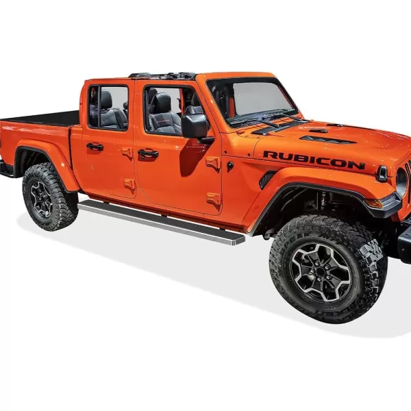 imageAPS Running Boards Nerf Bars Side Steps Step Bars Compatible with Jeep Gladiator 20202024 Crew Cab Stainless Steel Black Powder Coated 5 inchesStainless Steel Polished