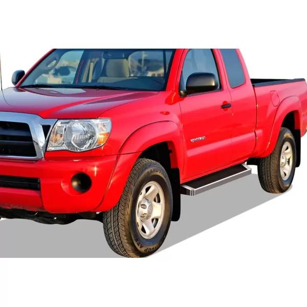 imageAPS Running Boards Nerf Bars Side Steps Step Bars Compatible with Toyota Tacoma 20052023 Access Cab Stainless Steel Black Powder Coated 5 inchesAluminum Silver