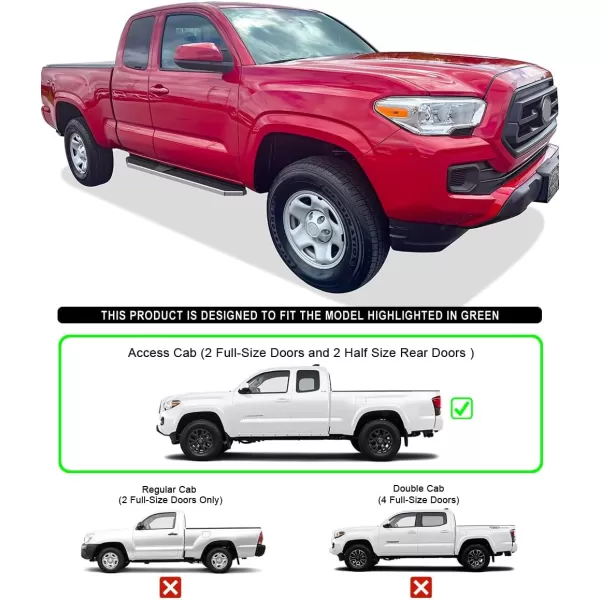 imageAPS Running Boards Nerf Bars Side Steps Step Bars Compatible with Toyota Tacoma 20052023 Access Cab Stainless Steel Black Powder Coated 5 inchesPolished