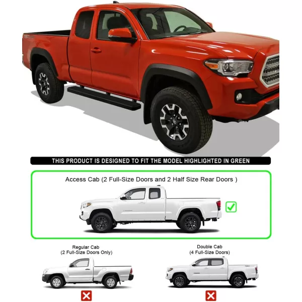 imageAPS Running Boards Nerf Bars Side Steps Step Bars Compatible with Toyota Tacoma 20052023 Access Cab Stainless Steel Black Powder Coated 5 inchesStainless Steel Black