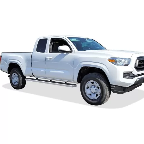 imageAPS Running Boards Nerf Bars Side Steps Step Bars Compatible with Toyota Tacoma 20052023 Access Cab Stainless Steel Black Powder Coated 5 inchesStainless Steel Polished