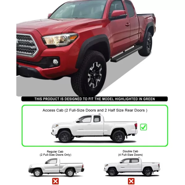 imageAPS Running Boards Nerf Bars Side Steps Step Bars Compatible with Toyota Tacoma 20052023 Access Cab Stainless Steel Black Powder Coated 5 inchesStainless Steel Black