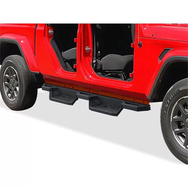 imageAPS Stainless Steel Pocket Steps Running Boards Side Bars Compatible with Jeep Gladiator 20202024 Crew CabBlack