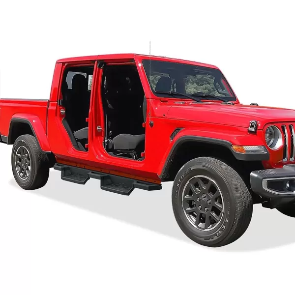 imageAPS Stainless Steel Pocket Steps Running Boards Side Bars Compatible with Jeep Gladiator 20202024 Crew CabBlack