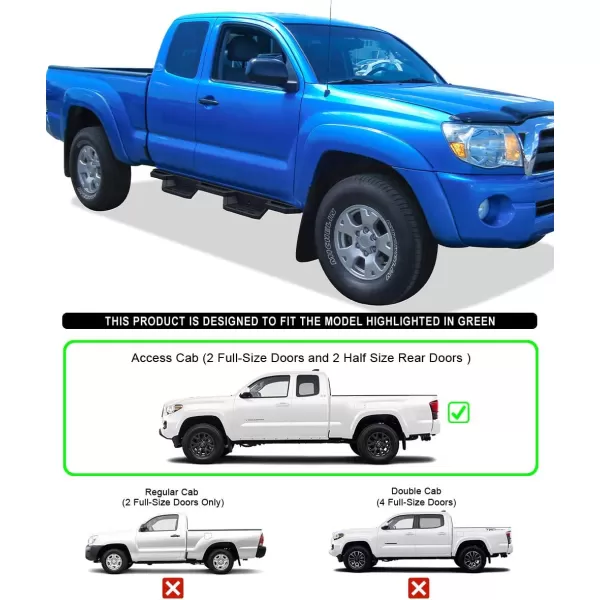imageAPS Stainless Steel Pocket Steps Running Boards Side Bars Compatible with Toyota Tacoma 20052023 Extended Access CabBlack
