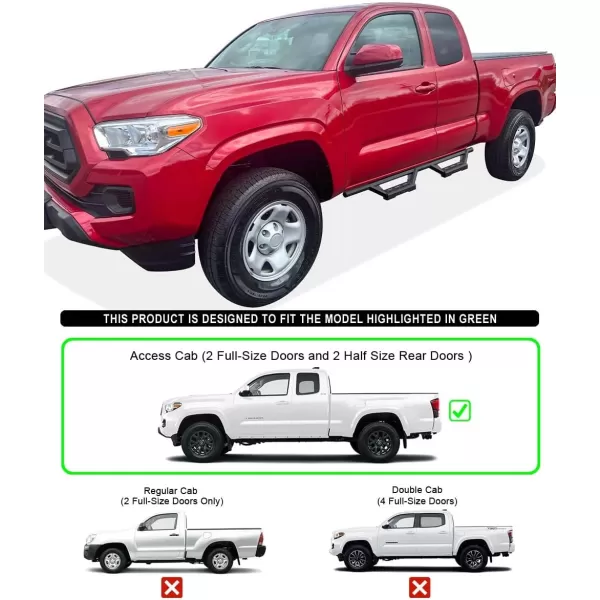 imageAPS Stainless Steel Pocket Steps Running Boards Side Bars Compatible with Toyota Tacoma 20052023 Extended Access CabBlack
