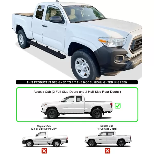 imageAPS iBoard Compatible with Toyota Tacoma 20052023 Access Cab Nerf Bars 5 inchesAluminum Black