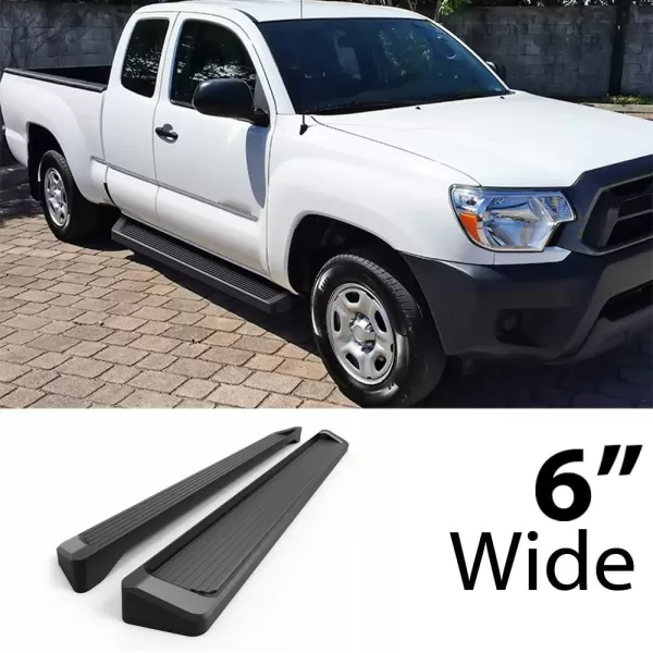 imageAPS iBoard Compatible with Toyota Tacoma 20052023 Access Cab Nerf Bars 5 inchesAluminum Black
