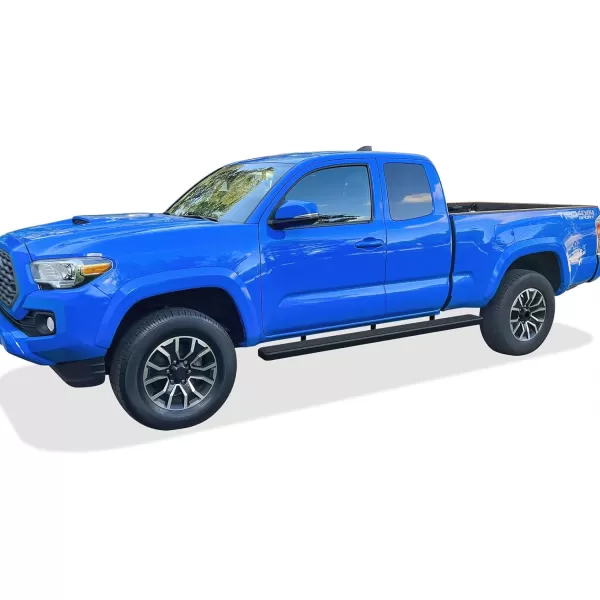 imageAPS iBoard Compatible with Toyota Tacoma 20052023 Access Cab Nerf Bars 5 inchesAluminum Black