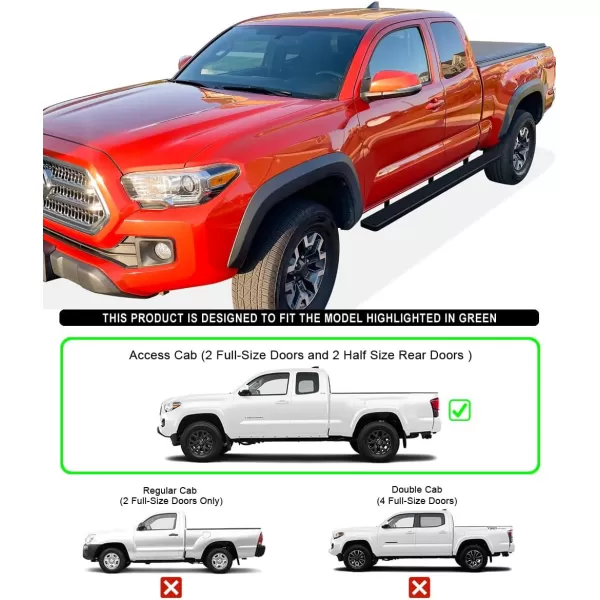 imageAPS iBoard Compatible with Toyota Tacoma 20052023 Access Cab Nerf Bars 5 inchesAluminum Black