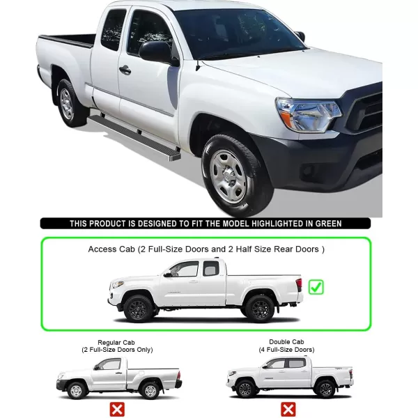 imageAPS iBoard Compatible with Toyota Tacoma 20052023 Access Cab Nerf Bars 5 inchesAluminum Silver