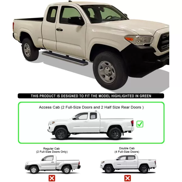 imageAPS iBoard Compatible with Toyota Tacoma 20052023 Access Cab Nerf Bars 5 inchesAluminum Silver