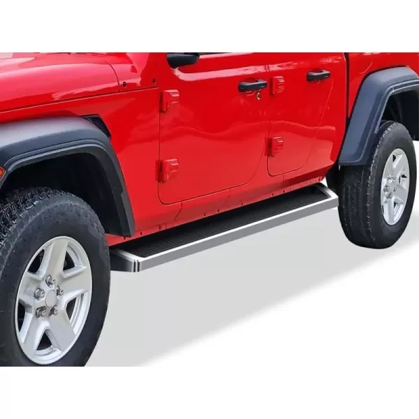 imageAPS 304 Stainless Steel Polished Silver 6 inches Running Boards Nerf Bars Side Steps Compatible with Jeep Gladiator 20202024 Crew CabAluminum Silver