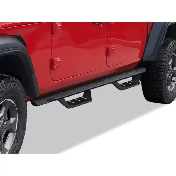 imageAPS Black Overland Slider Tubular Drop Steps Style Nerf Bars Running Boards Compatible with Jeep Gladiator 20202024 Crew Cab