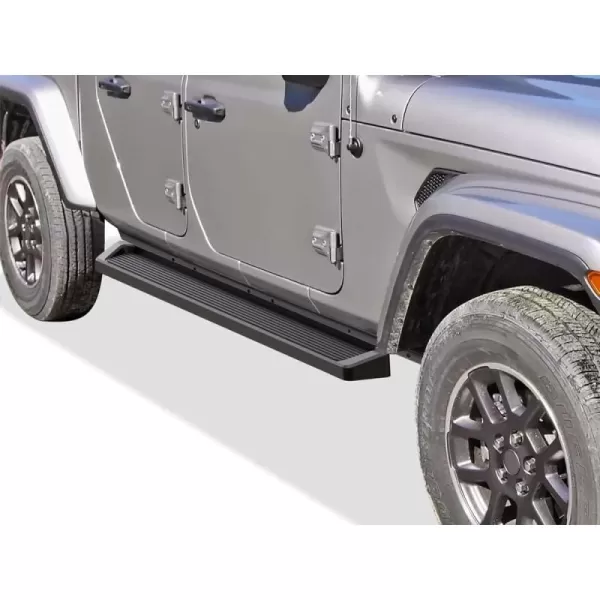 imageAPS Black Running Boards Style Compatible with Jeep Gladiator 20202024 Crew Cab Side Steps Side Bars 6in WideAluminum Black