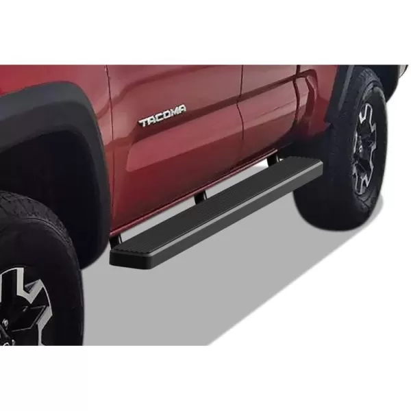 imageAPS Running Boards Nerf Bars Side Steps Step Bars Compatible with Toyota Tacoma 20052023 Access Cab Stainless Steel Black Powder Coated 5 inchesStainless Steel Black