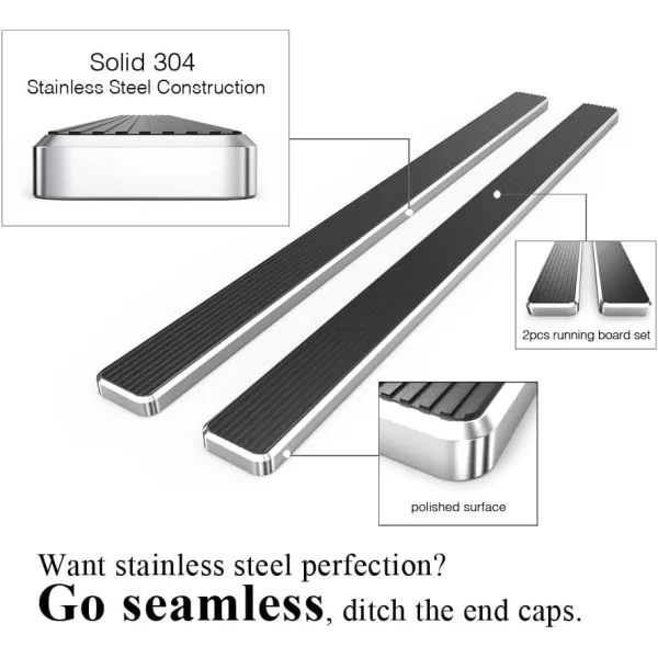 imageAPS 304 Stainless Steel Polished 5in Silver Running Boards Compatible with Ram 1500 20192024 Crew Cab Will Not Fit 2018 Previous Generation Build in 1924 Nerf Bars Side StepsStainless Steel Polished