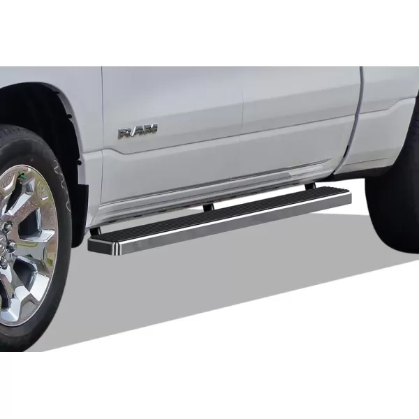 imageAPS 304 Stainless Steel Polished 5in Silver Running Boards Compatible with Ram 1500 20192024 Crew Cab Will Not Fit 2018 Previous Generation Build in 1924 Nerf Bars Side StepsStainless Steel Polished